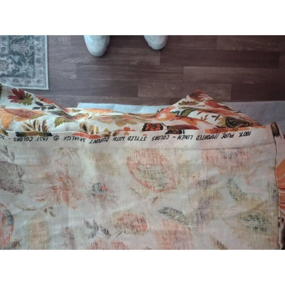 Vintage Dupont 100% linen, groovy pinch pleat curtain panel, please read